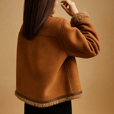 Suede fleece gevoerde jas voor dames | Yara