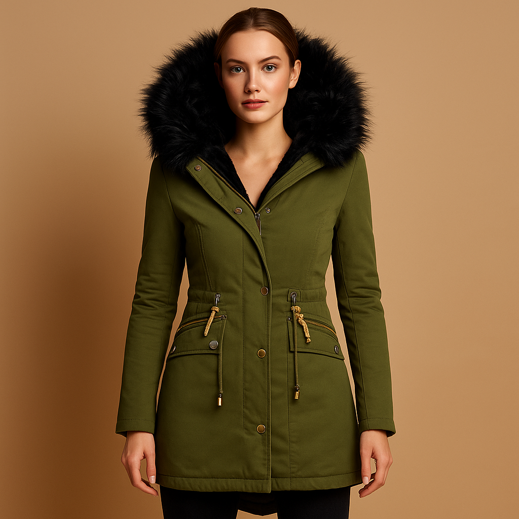 Thermo winterjas met imitatiebont capuchon voor dames | Anouk