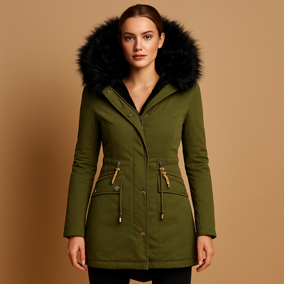 Thermo winterjas met imitatiebont capuchon voor dames | Anouk