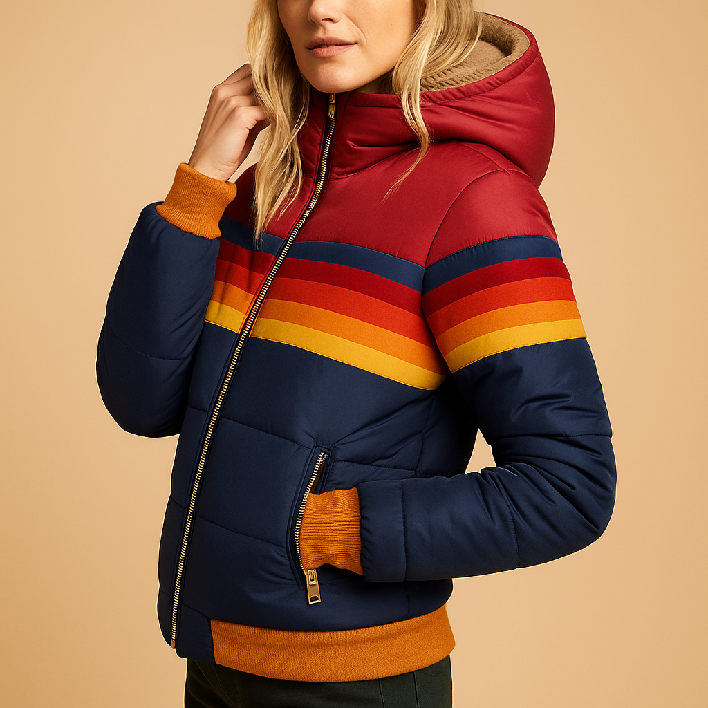 Warme gewatteerde winterjas met capuchon voor dames | Iris